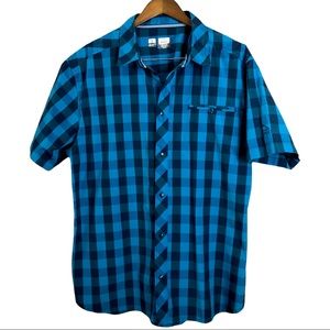 McKINLEY Black and Blue Checkered Plaid Short Sleeve Button Up Shirt  XX-Large